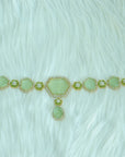 3-in-1 Diamond Necklace, Vaddanam and Pendant with Natural Greenish Blue Aquamarines  Peridots