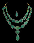 3-in-1 Diamond Necklace with Natural Carved Emeralds