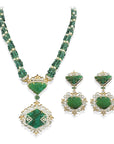 Emerald Diamond Necklace Earrings Set