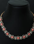 Diamond Necklace With Natural Corals With Earring Set