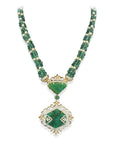 Emerald Diamond Necklace Earrings Set