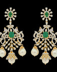 Elegant Emerald, Ruby and FVVS Diamond Necklace and Earrings Set