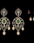 2-in-1 Natural Emerald/Ruby and Diamond Earrings with Pearl Drops