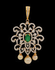 Emerald And Diamond Convertible Set Necklace and Earrings