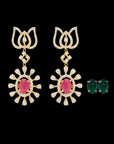 Changeable Natural Ruby/Emerald and Diamond Earrings