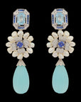 Diamond, Aqua  Sapphire Necklace  Earrings (Cevipogulu) Set