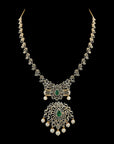 Emerald Long Haaram Diamond Necklace Set