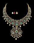 3-in-1 Changeable Emerald/Ruby Necklace and Earrings Set