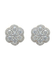 Floral With Halo Diamond Top Earrings