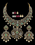 3-in-1 Changeable Emerald/Ruby Necklace and Earrings Set