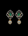 3-in-1 Natural Emerald/Ruby, Pearls and Diamond Earrings