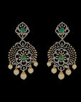 3-in-1 Natural Emerald/Ruby, Pearls and Diamond Earrings