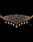 Natural Emerald/Ruby and Diamond Choker with Pearl Drops