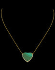 Three Layered Diamond Pendant with Natural Malachite