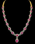 3-in-1 Changeable Natural Emerald/Ruby and Diamond Necklace and Pendant with Pearl Drops