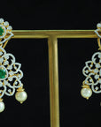 Diamond Earrings with Changeble Natural Emeralds/Rubies