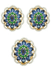 Trio Blue Sap Tsavorite and Diamond Pendant Earrings