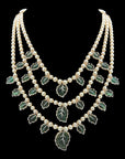 3-in-1 Natural Emerald and Pearl Diamond Necklace