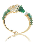 Carved Emerald Diamond Cuff Bracelet