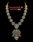 3-in-1 Natural Emerald/Ruby and Diamond Necklace with Pearl Drops