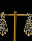 Diamond Earrings changeable with changeble Natural Emeralds/Rubies and Pearl drops