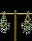 Diamond Chandelier Earrings with changeable Natural Emerald/Rubies