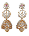 Detachable Multiway Diamond Chandbali Jhumka Earrings