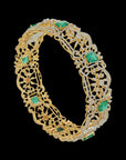 Natural Carved Emerald and Diamond Openable Bracelet