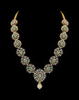 3-in-1 Natural Emerald/Ruby and Diamond Necklace with Pearl Drops