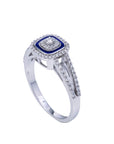 Diamond and Blue Enamel Ring