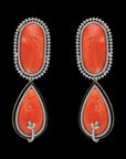 Coral Necklace  Earrings Set Made of F Colored Diamonds with VVS Clarity