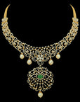 3-in-1 Natural Ruby/Emerald and Diamond Choker, Necklace and Pendant with Pearl Drops