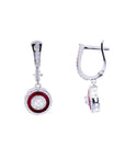 Red Enamel Halo Diamond Pendant Earrings Set