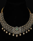 3 in 1 Diamond Choker Necklace and Pendant With Changable Natural Emeralds/Rubies and Pearl drops.