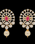 Gold  Diamond Detachable Earrings with Interchangeable Rubies  Emeralds (Chandbali/Jhumkis/Buttalu)