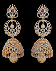 Detachable Multiway Diamond Chandbali Jhumka Earrings