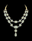 3-in-1 Natural Carved Aquamarine, Blue Sapphire and Diamond Necklace