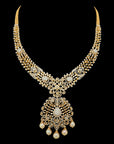 Elegant Necklace with Hanging Pearls and Encrusted Diamonds