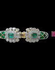 Royal Diamond Openable Bracelet with changeable Natural Emeralds and Rubies