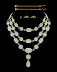 3-in-1 Natural Carved Aquamarine, Blue Sapphire and Diamond Necklace