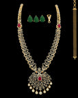 Necklace with Hanging Pearls and Encrusted Diamonds