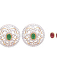 Emerald Ruby Changeable Diamond Earrings