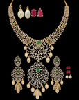 Emerald and Diamond Necklace and Earrings Set