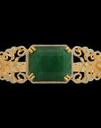 Natural Carved Emerald/Ruby and Diamond Openable Bracelet