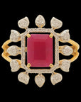 Natural Carved Ruby and Diamond Ring