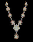 4-in-1 Natural Carved Aquamarine, Sapphire, Ruby and Diamond Necklace