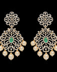 2-in-1 Natural Emerald/Ruby and Diamond Earrings with Pearl Drops