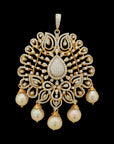 Elegant Necklace with Hanging Pearls and Encrusted Diamonds