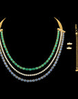 2-in-1 Natural Emerald, Blue Sapphire and Diamond Necklace