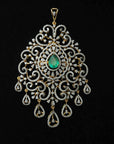 3-in-1 Bridal Diamond Necklace and Pendant with changeble Natural Emeralds/Rubies